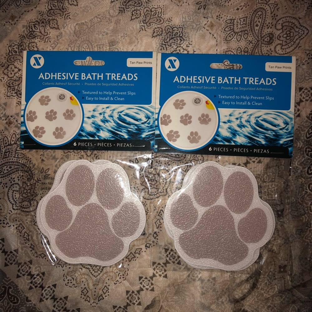 2 6-packs of paw print bath tub treads